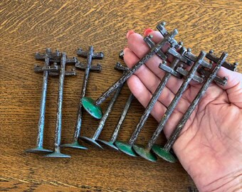 Manoil #77 Lead Telephone Poles - (9) 1930's Dimestore Toy Accessory - Collectable Toys
