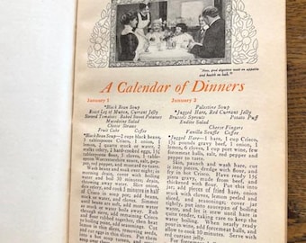 Antique Cookbook - 1921 "A Calendar of Dinners" - Cookbook Collector