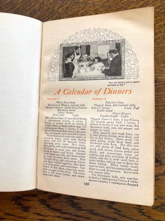 Antique Cookbook - 1921 "A Calendar of Dinners" - Cookbook Collector