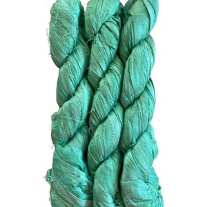 Teal & Green Sari Silk Ribbon - Recycled Silk Sari Ribbon - 5 Colors, 2 Yds Each, 10 Yards Total image 7