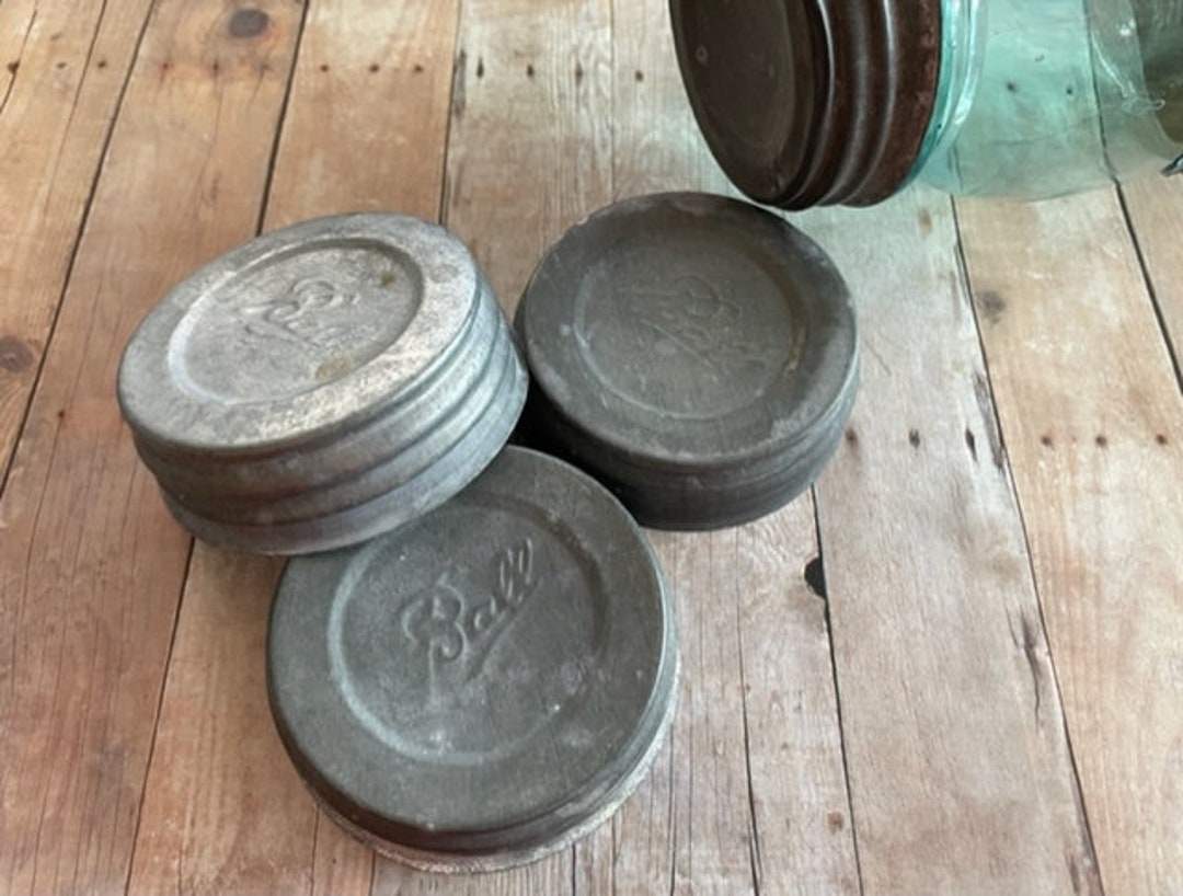 Vintage Zinc Mason Jar Lids 3 Vintage Zinc Ball Jar Lids Etsy