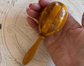 Remendador de calcetines antiguo con marquetería incrustada - Accesorios de costura antiguos - Herramienta de costura antigua