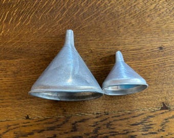 Embudos de cocina de aluminio - (2) Embudos de aluminio vintage - Decoración vintage para el hogar