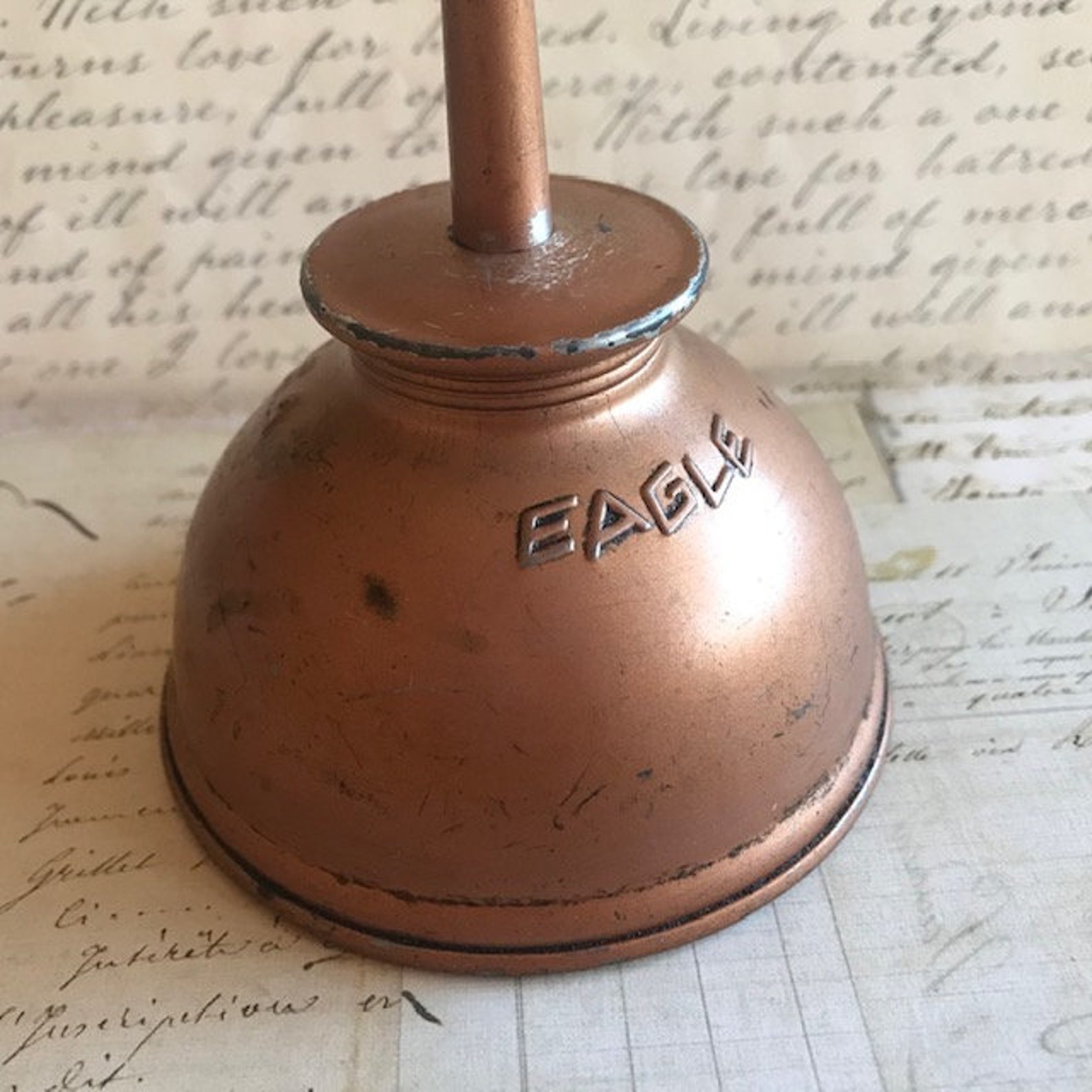 Large Vintage Eagle Oil Can Copper Colored Thump Pump Oiler Etsy