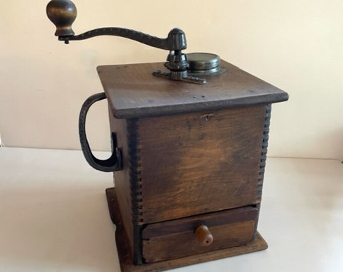 Large Antique Wood Coffee Grinder Antique Farmhouse Decor Etsy