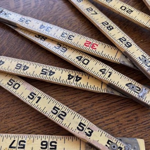 Vintage 6&#39; Wood Folding Ruler - Vintage Collectable Tools - Old Yellow Wood Folding Ruler