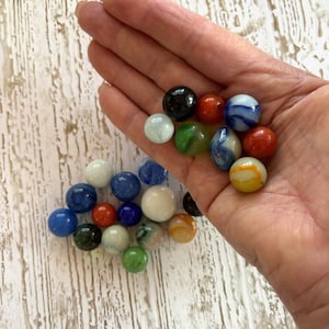 Vintage Glass Marbles - (22) Multi Colored Marbles - Vintage Toys