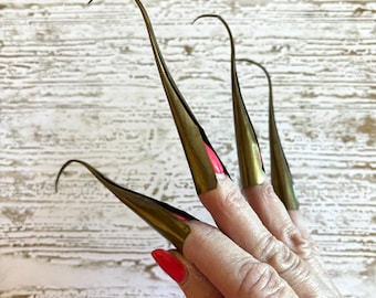 Vintage Thai Brass Dance Finger Extensions - Traditional Thai Dance Finger Claws - Thai Dance Accessories