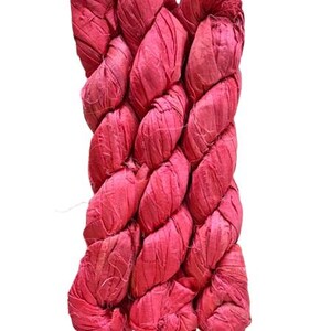 Próbnik jedwabiu Sari w 5 kolorach - Wstążka Sari z recyklingu w odcieniach różu - 5 kolorów różu, 2 jardy każdy, łącznie 10 jardów, wstążka do dziennika zdjęcie 7