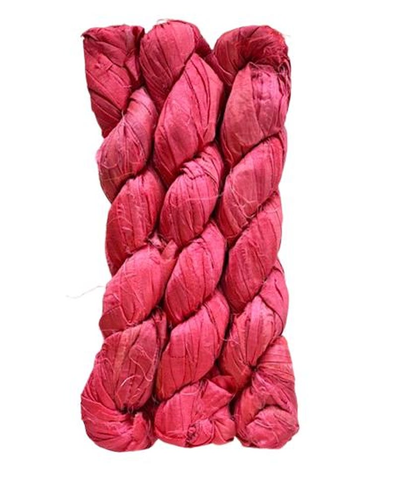 Próbnik jedwabiu Sari w 5 kolorach - Wstążka Sari z recyklingu w odcieniach różu - 5 kolorów różu, 2 jardy każdy, łącznie 10 jardów, wstążka do dziennika zdjęcie 7