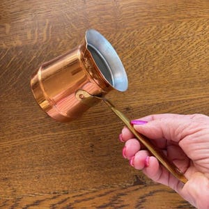 Copper Turkish Cezve - Vintage Copper Turkish Coffee Pot - Mid Century Solid Copper Sauce Server