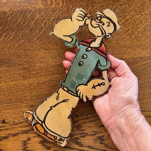 Antique Wood Popeye Cutout - 1929 Popeye Plaque - Antique Popeye Memorabilia