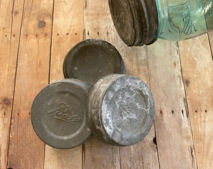 Vintage Zinc Mason Jar Lids 3 Vintage Zinc Jar Lids With Milk Glass