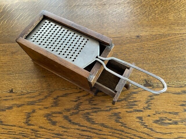 Italian Vintage Round Inox Cheese Grater Box for Parmesan. Cheese