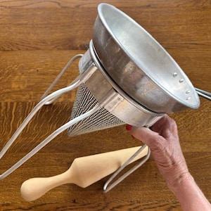 Large Vintage Canning Strainer - Vintage Cone Sieve - Vintage Kitchen