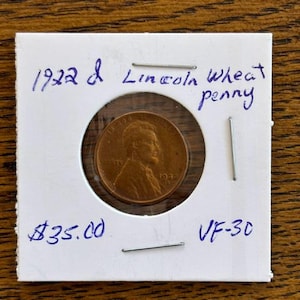 1922-D Lincoln Wheat Cent, Denver Mint, VF-30 - Coin Collector - Penny Collection, Lot C