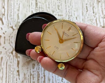 咲村宇音　　LOOPING 15石トラベルクロック　スイス製　完動品 Vintage Looping Travel Alarm Clock With Case - Small Swiss 8 Day