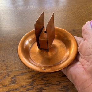 Antique Copper Match Holder - Tabletop Matchstick Holder - Small Match Box Holder
