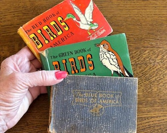 Libros de referencia antiguos sobre aves - (3) "Aves de América", Rojo, Verde, Azul - Coleccionista de libros antiguos