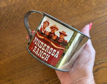 Vaso de recuerdo de Ponderosa Ranch - Artículos de colección de Bonanza - Vaso de hojalata coleccionable de Bonanza