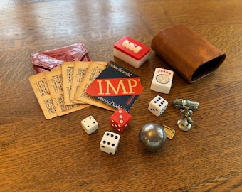 Piezas de juegos vintage para arte alterado: dados, Monopoly, juegos de disparos, piezas de rompecabezas vintage - Arte alterado - Materiales para técnicas mixtas