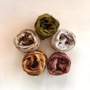 5 Color Sari Silk Sampler - Recycled Sari Ribbon - 5 Multi Colors, 2 Yds Each, 10 Yds Total, Journaling Ribbon
