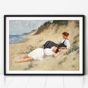Lovers Lesbian Art, Romantic Art, Lesbian Print, Vintage Poster, Classical Painting, WLW, Sapphic Print, Lesbian Painting, Gift for Couple