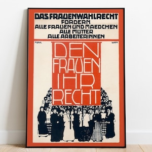 Vintage feministisches Poster, Retro Poster, feministische Kunst, Österreich, Frauenwahlrecht, feministisches Geschenk, Frauentag, Vintage Wandkunst
