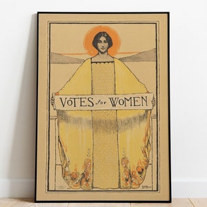 Vintage feministisches Poster, Suffragette Poster, Vintage Wanddekoration, stimmt für Frauen, feministische Wandkunst, Frauen Suffragettes, Retro Wandkunst