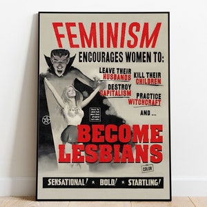 Feminismus ermutigt Frauen dazu, feministisches Poster, Lesben Poster, Vintage Wandkunst, Feminismus, Retro Poster, Lesben Kunst, 60er 70er Jahre, feministisches Geschenk
