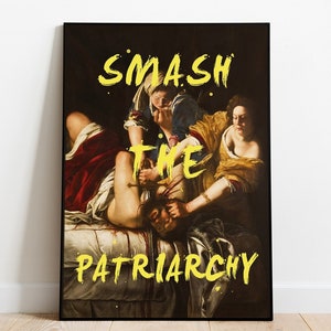 Plakat „Rozbij patriarchat”, plakat feministyczny, sztuka ścienna „Girl Power”, sztuka feministyczna, inspirujący wydruk artystyczny, malarstwo klasyczne, cytat feministyczny