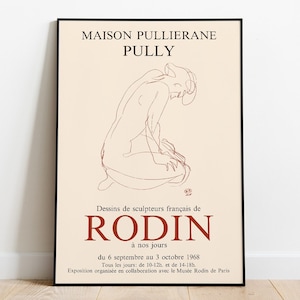 Lámina de Rodin, póster de exposición, lámina de museo, lámina de París, arte mural moderno, arte de Rodin, póster vintage, regalo para artista, arte minimalista retro