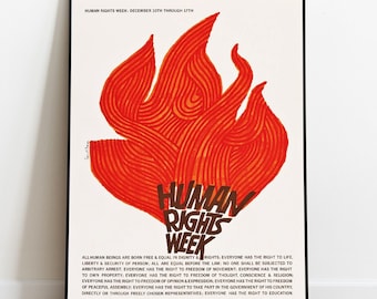 Human Rights Week Print, Vintage Poster, Politics Poster, Retro Poster, Woke, UNESCO Poster, Human Rights, Graphic Design, Art Print