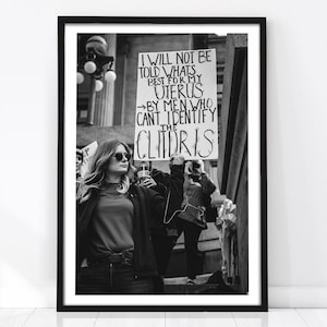 Impressão de protesto feminista, pôster feminista, pôster de ativista feminina, arte feminista, pôster vintage, fotografia em preto e branco, direitos das mulheres