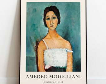 Grabado de Amedeo Modigliani, Grabado de museo, Arte de Modigliani, Póster vintage, Grabado de bellas artes, Retrato vintage, Arte contemporáneo, Arte mural retro