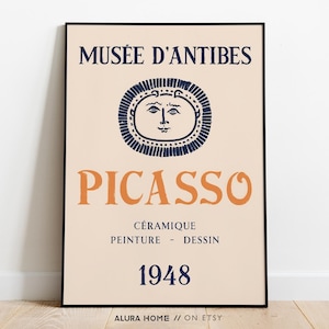 Picasso Poster – Musee Antibes 1948, Exhibition Print, Pablo Picasso Art, Museum Poster, French Art, Gallery Wall Decor, Modern Art Decor
