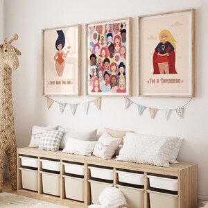 3er Set Prints für Mädchen, Kinderzimmer Dekor, Motivationsdruck, Kinderzimmer Wandkunst, feministische Kinderzimmer Drucke, Mädchen Raum Dekor, Frauen Illustration