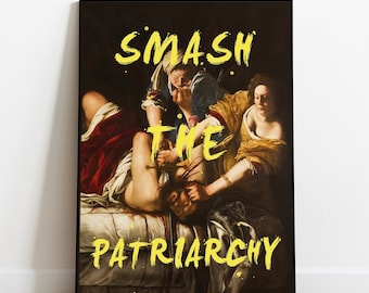 Plakat „Rozbij patriarchat”, plakat feministyczny, sztuka ścienna „Girl Power”, sztuka feministyczna, inspirujący wydruk artystyczny, malarstwo klasyczne, cytat feministyczny