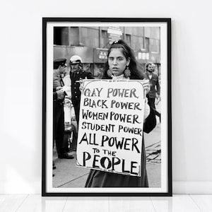 Tout le pouvoir au peuple, affiche d'activiste, égalité, affiche féministe, art mural girl power, affiche Black Power, affiche de protestation, droits civiques