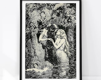 Lesbian Poster, Vintage Poster, Lesbian Art Print, WLW Art, Dark Academia Print, Lesbian Wedding Gift, Pride Art, Antique Wall Art, Queer