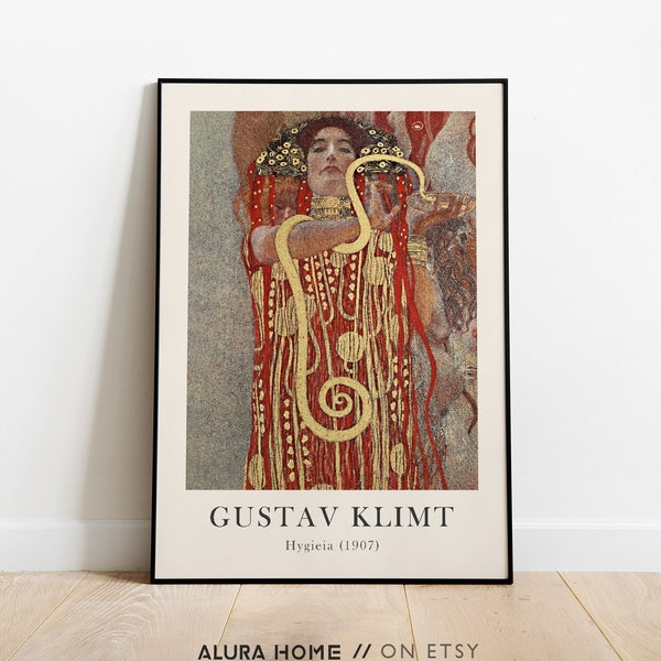 Gustav Klimt Druck, Vintage Druck, Jugendstil Druck, Hygieia Gustav Klimt Kunst, Fine Art Print, Vintage Wandkunst, Ausstellungsplakat, Retro