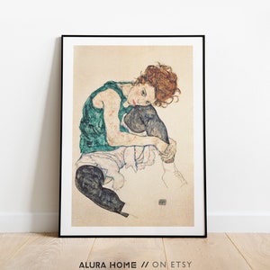 Affiche Egon Schiele, affiche vintage, Egon Schiele, cadeau pour elle, impression rétro, art expressionnisme, idée cadeau pendaison de crémaillère, art mural vintage image 1