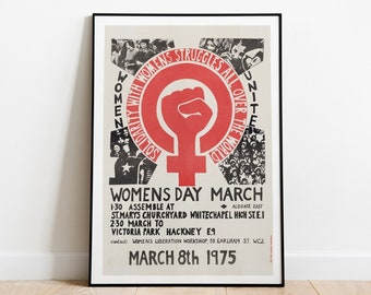 Reproduction d'une impression féministe vintage, affiche de la journée internationale de la femme, art mural féministe, ancienne affiche des suffragettes, affiche féministe rétro