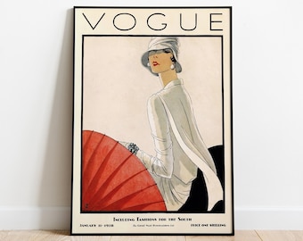 Affiche Vogue, impression couverture Vogue, magazine Vogue vintage, affiche couverture de magazine rétro, affiche mode, art mural Vogue, décoration murale mode