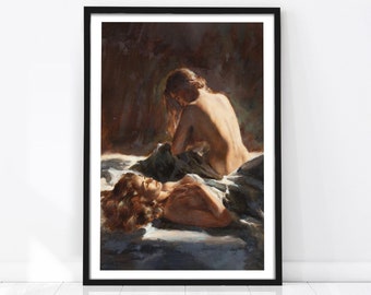 Stampa lesbica, Poster vintage, Arte lesbica, Arte WLW, Pittura lesbica, Arte Saffica, Arte LGBTQ, Regalo di nozze lesbico, Arte dell'orgoglio, Decorazione della casa