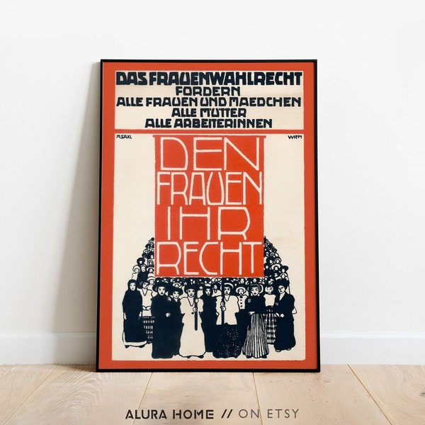 Cartel feminista vintage, cartel retro, arte feminista, sufragio femenino de Austria, regalo feminista, Día Internacional de la Mujer, arte de pared vintage