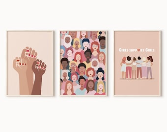 Set Feministische Prints, Set 3 Feministische Poster, Feministische Wandkunst, Set 3 Feministische Poster, Frauen Power Print, Ermächtigte Frauen, Mädchen Kinderzimmer