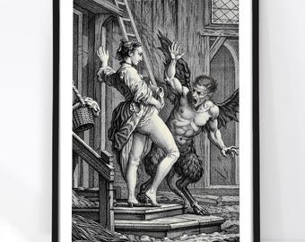 The Devil of Pope-Fig Island 1764, Dark Academia Print, Antique Erotic Illustration, French Humorous Art, Vintage Wall Decor
