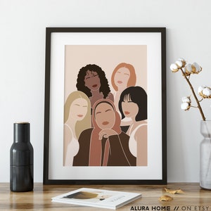 Diversity Women Art Print, Feminist Poster, Empowered Women Print, Women Supporting Women, Feminist Art, Strong Female Art, Equality Women