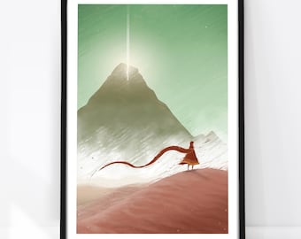 Journey Video Game Print, Gamer Room Decor, Journey Game Illustration, Geek Gift